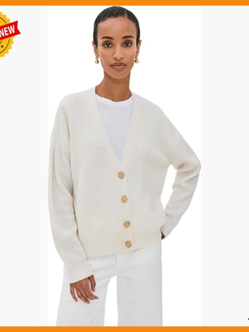 Mid-Weight Cashmere Cocoon Cardigan Long Sleeve Ribbed Knit